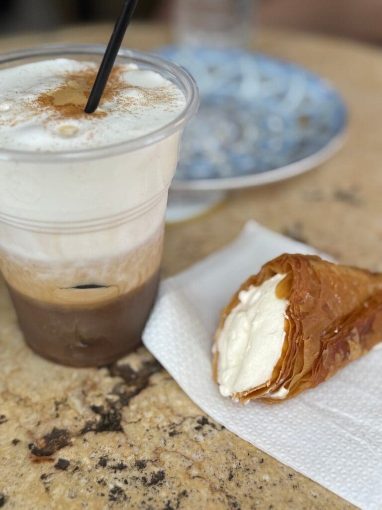 Greek dessert and freddo espresso Athens food tour